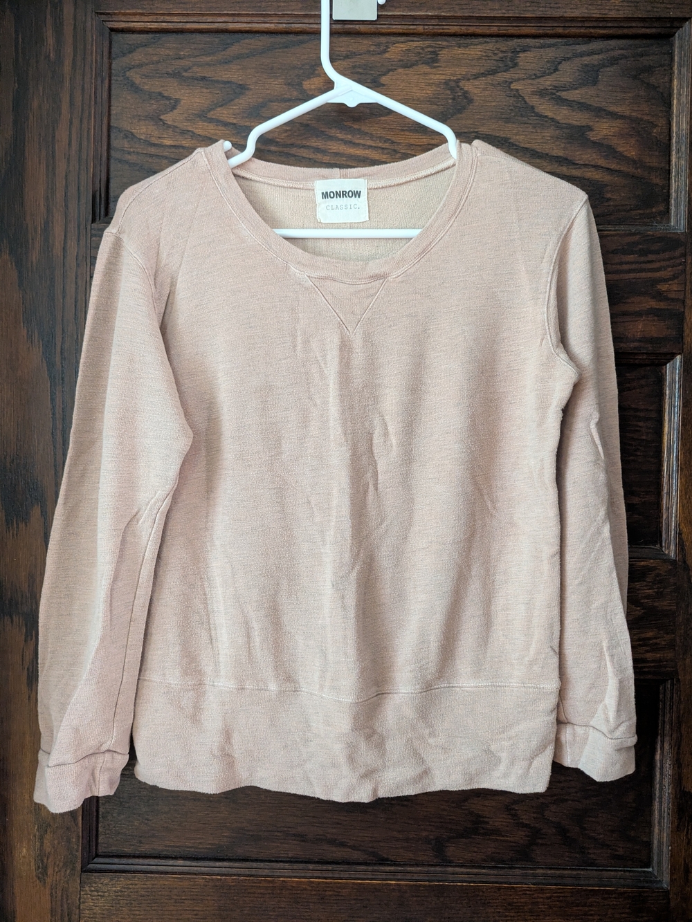 ✨NEW✨Monrow Women's Vintage Raglan Crewneck Sweatshirt Dusty Rose XS